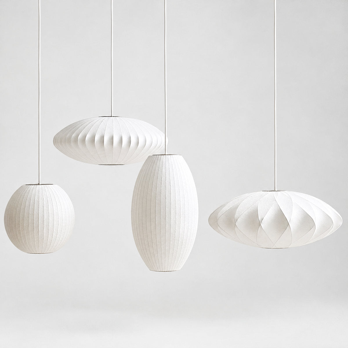 Organic Mulberry Silk Pendant Light with Steel Wireframe