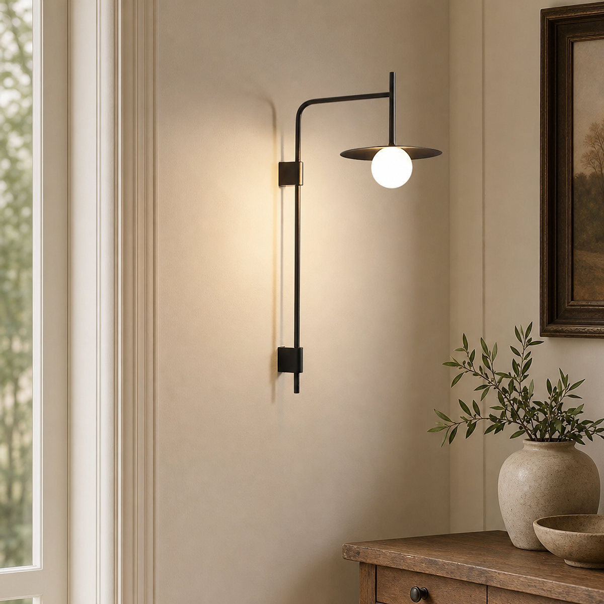 Gea Swing Arm Plug-in Wall Lamp, 9.8-Inch x H 31.5-Inch, Black, US Plug for Bedroom & Living Room