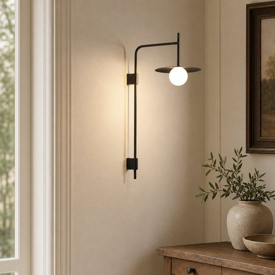Gea Swing Arm Plug-in Wall Lamp, 9.8-Inch x H 31.5-Inch, Black, US Plug for Bedroom & Living Room