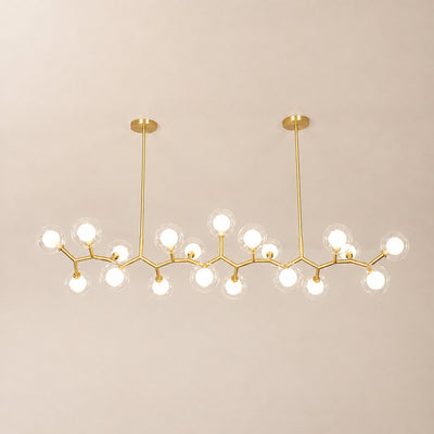 Golden Branch Glass Globe Chandelier