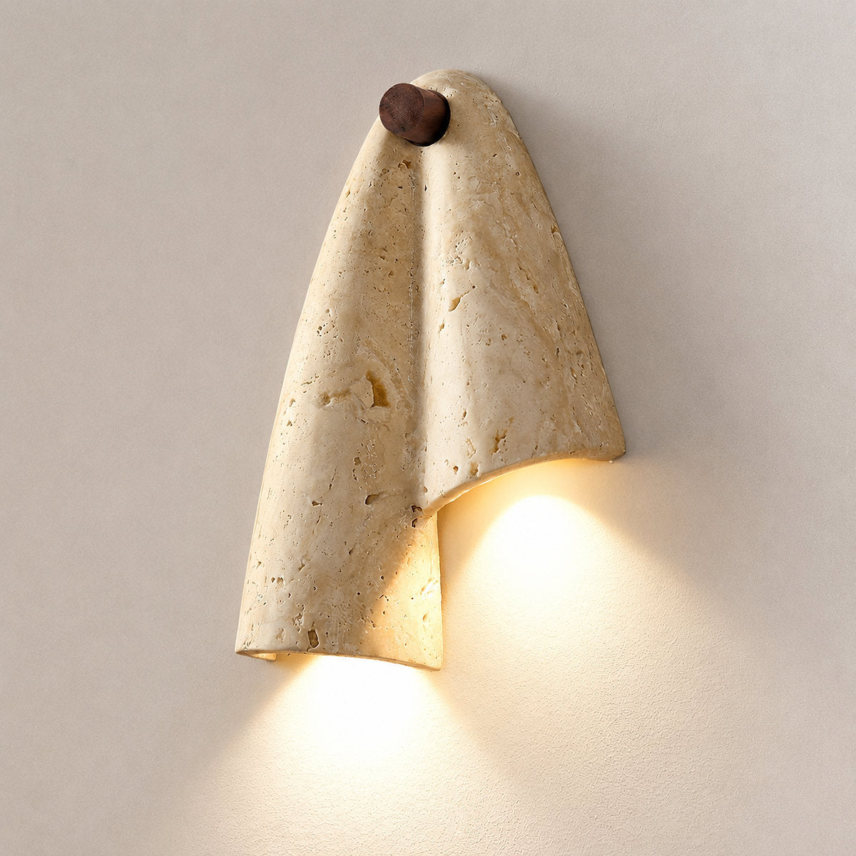 Velo Draped Stone Wall Lamp, 7.5-Inch x H 10.6-Inch, Yellow Travertine for Living Room & Dining Room