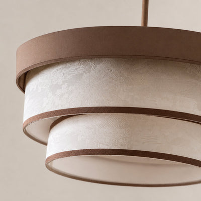 Sculptural Triple-Tiered Fabric Ring Pendant Lamp