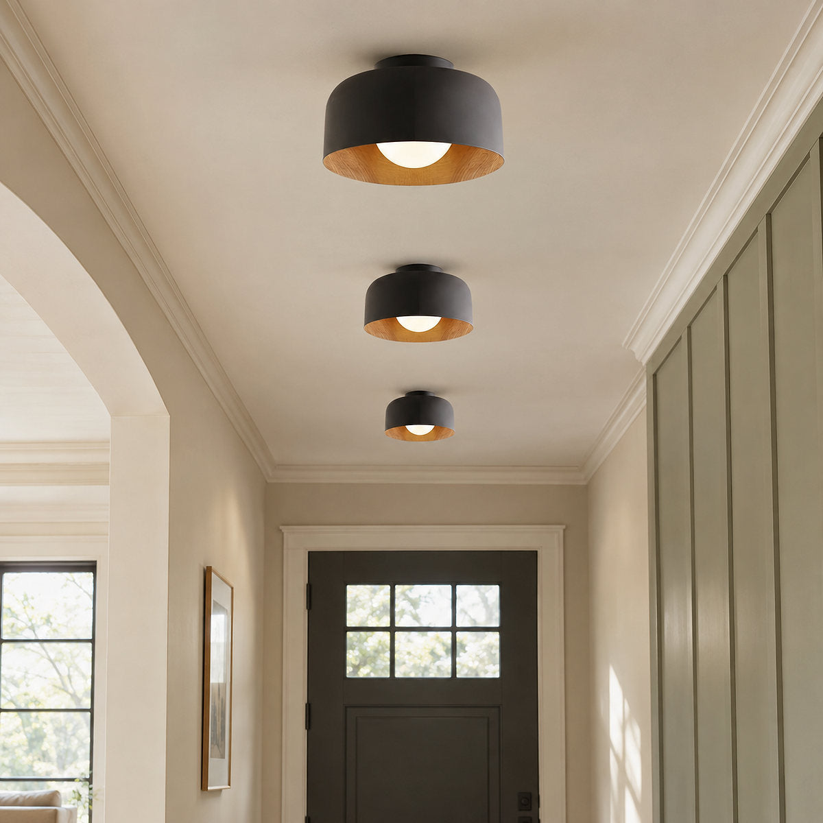 Lumosphere Ceiling Light, 8.7-Inch x H 5.1-Inch, Black & Walnut Grain Hydrographics for Living Room