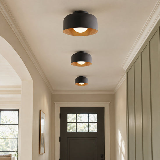 Lumosphere Ceiling Light, 8.7-Inch x H 5.1-Inch, Black & Walnut Grain Hydrographics for Living Room