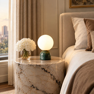 Tricolordeer Globe Glass & Marble Table Lamp