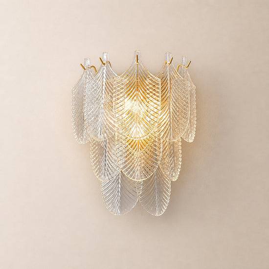 Clear Glass and Brass Wall Sconce