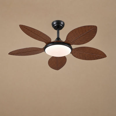 Tricolordeer Carved Palm-Leaf Dome Light Ceiling Fan