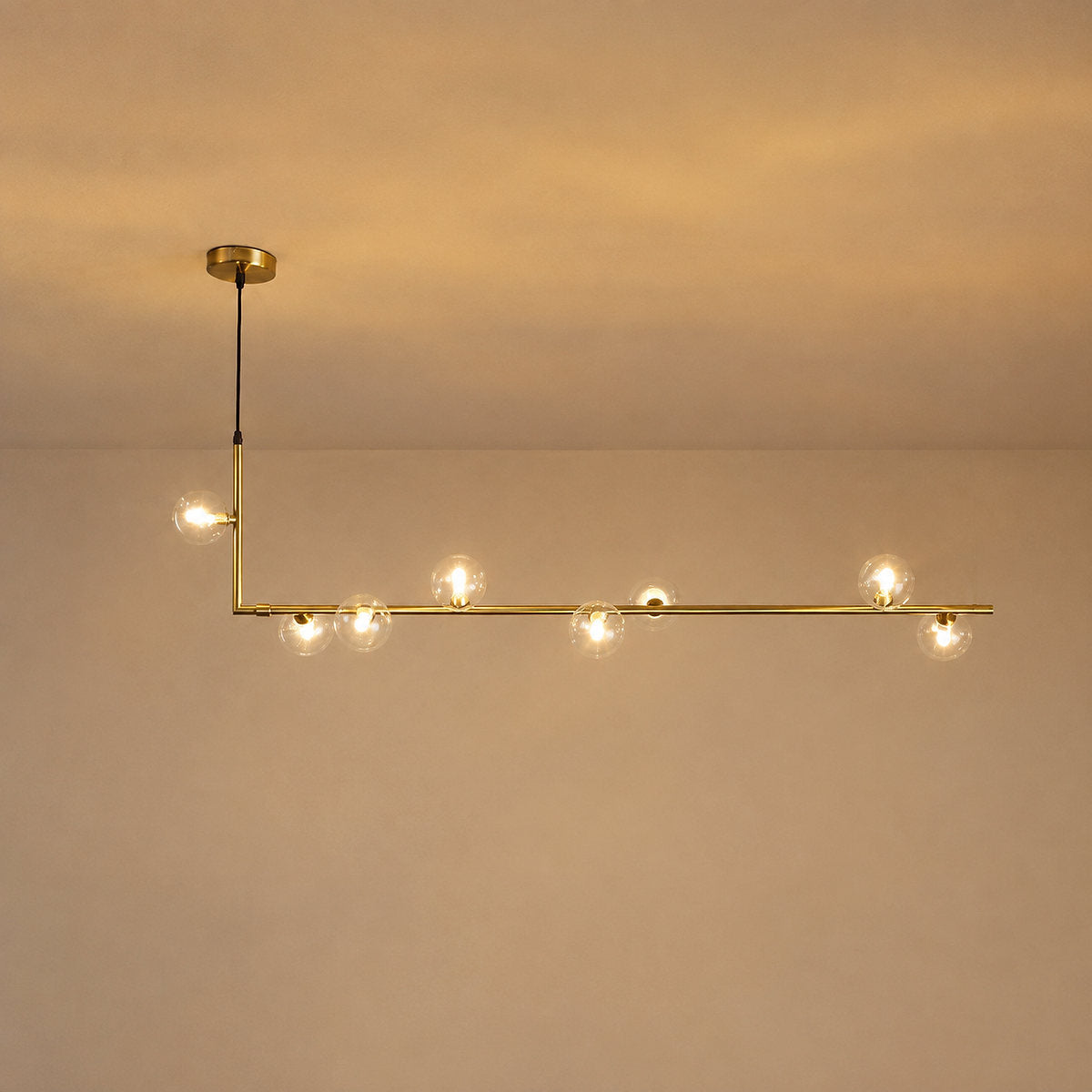 Geometric Linear Glass Sphere Chandelier