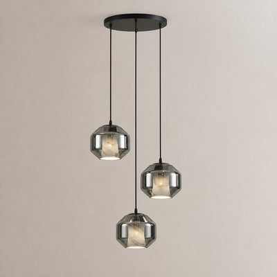 Cylinder Pendant Light in Alabaster and Glass