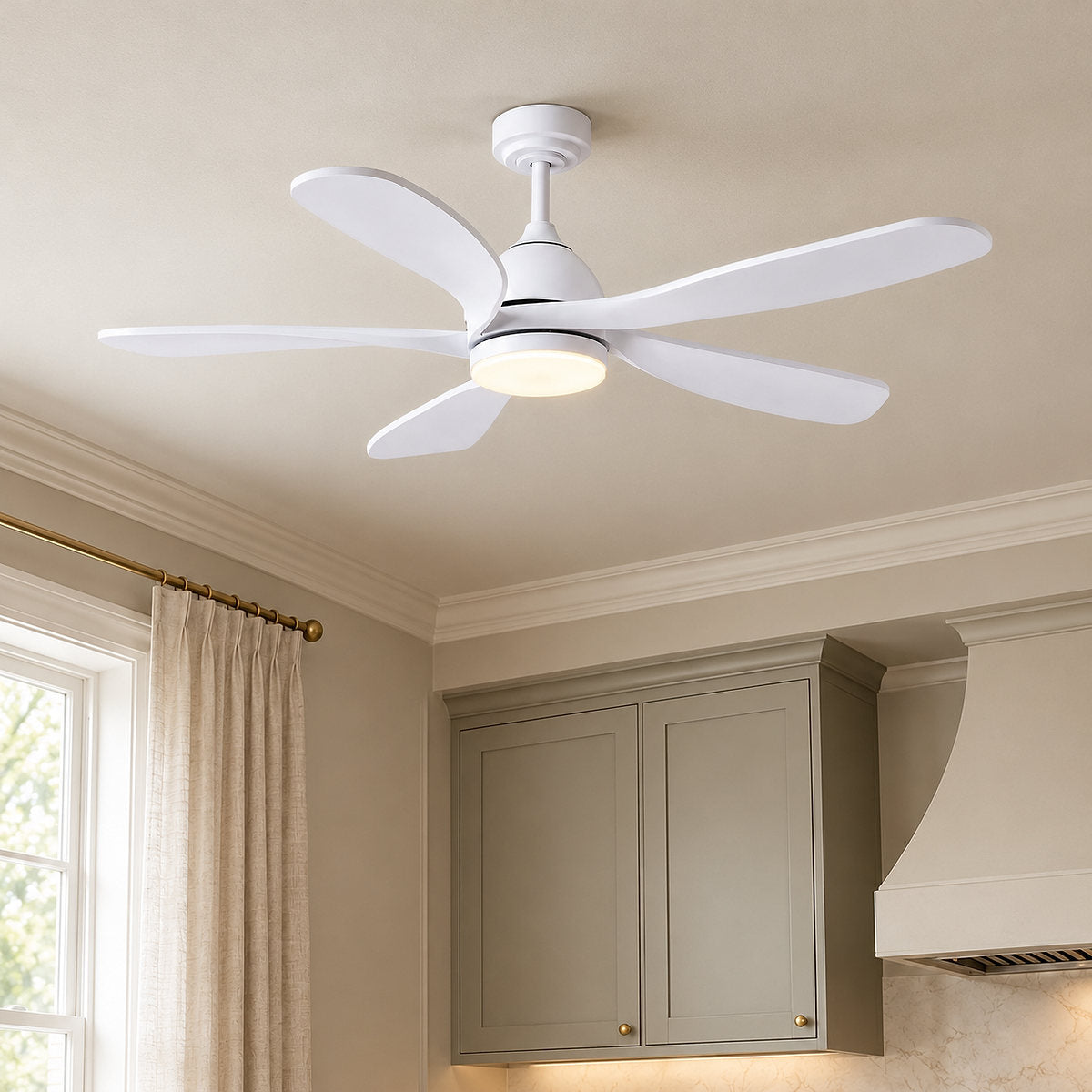 52-Inch Dimmable LED Wood Ceiling Fan