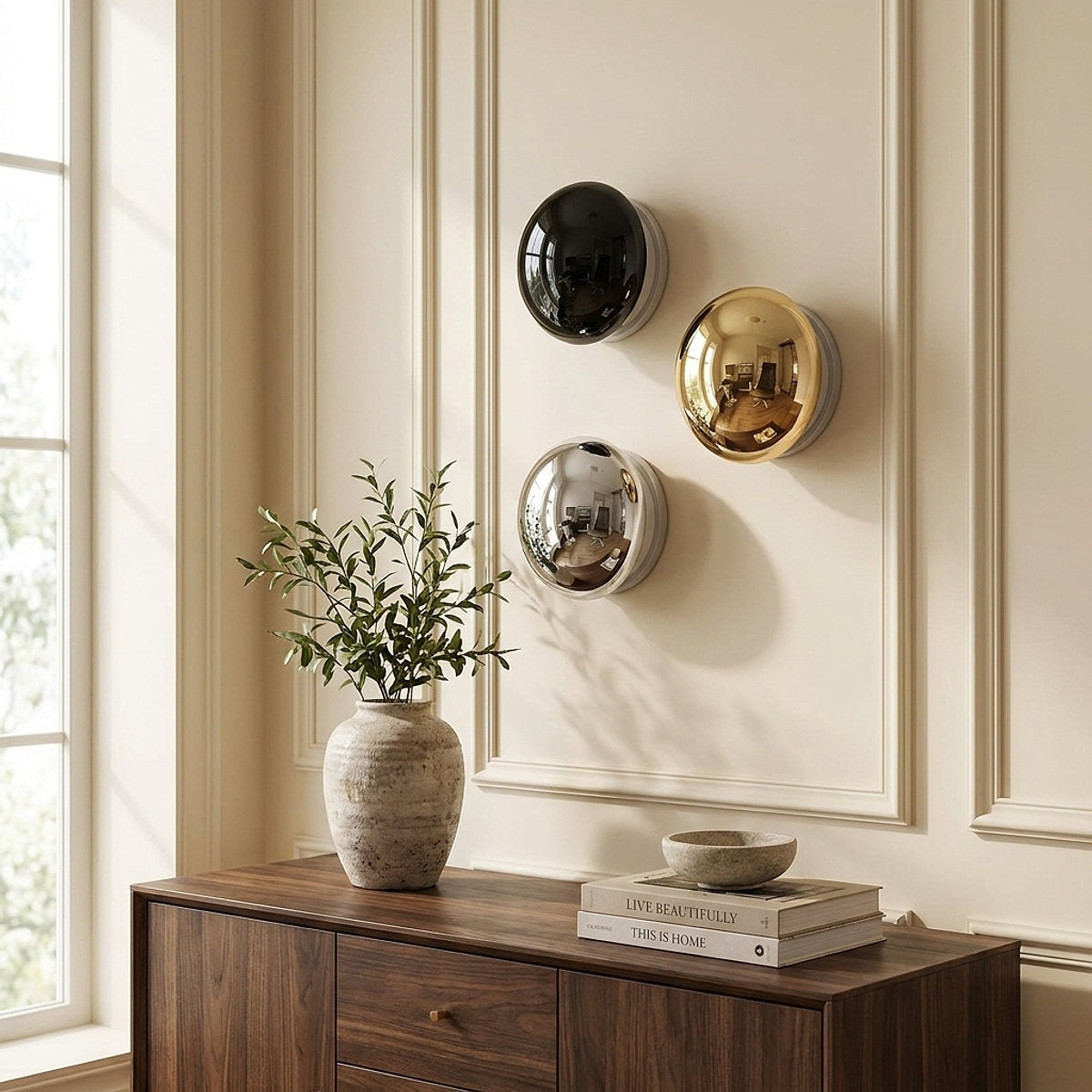Aurum Sphere Wall Lamp, 6.3-Inch x H 3.9-Inch, Chrome, Warm Light for Living Room & Dining Room