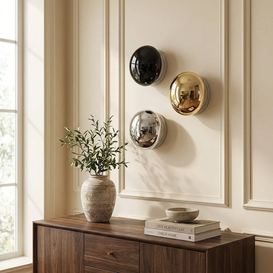 Aurum Sphere Wall Lamp, 6.3-Inch x H 3.9-Inch, Chrome, Warm Light for Living Room & Dining Room