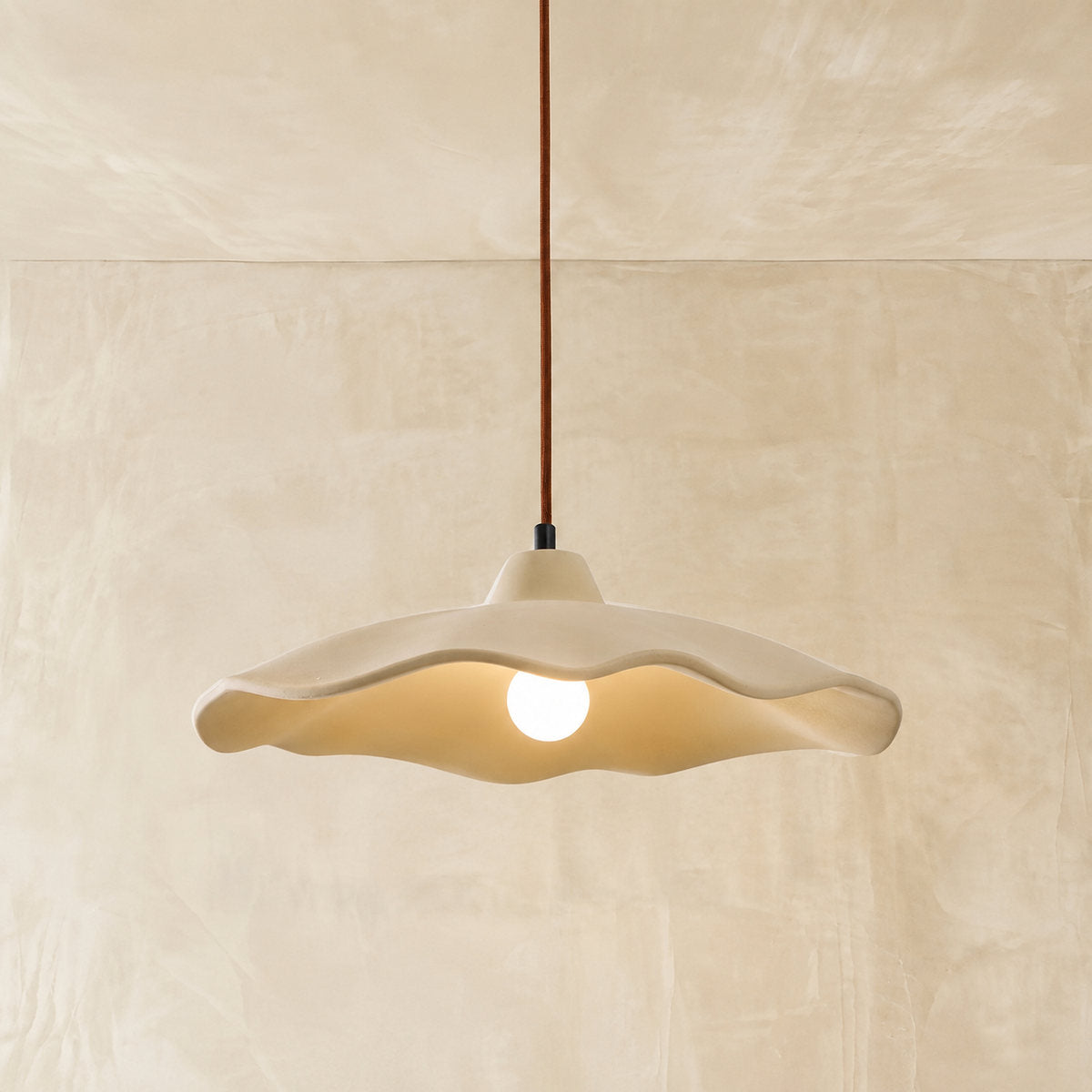 Wavy Edge Microcement Pendant Light for Dining Room & Living Room