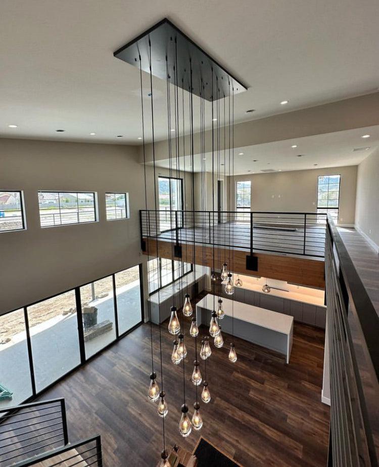 Soltaire Raindrop Glass Linear Chandelier 54"