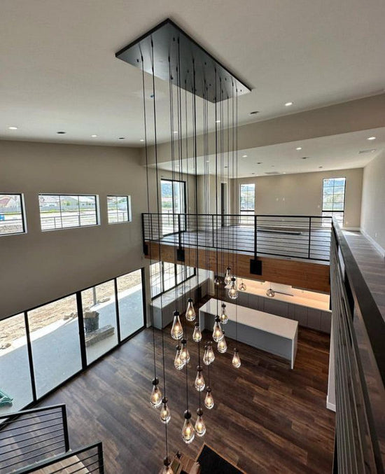 Soltaire Raindrop Glass Linear Chandelier 54"