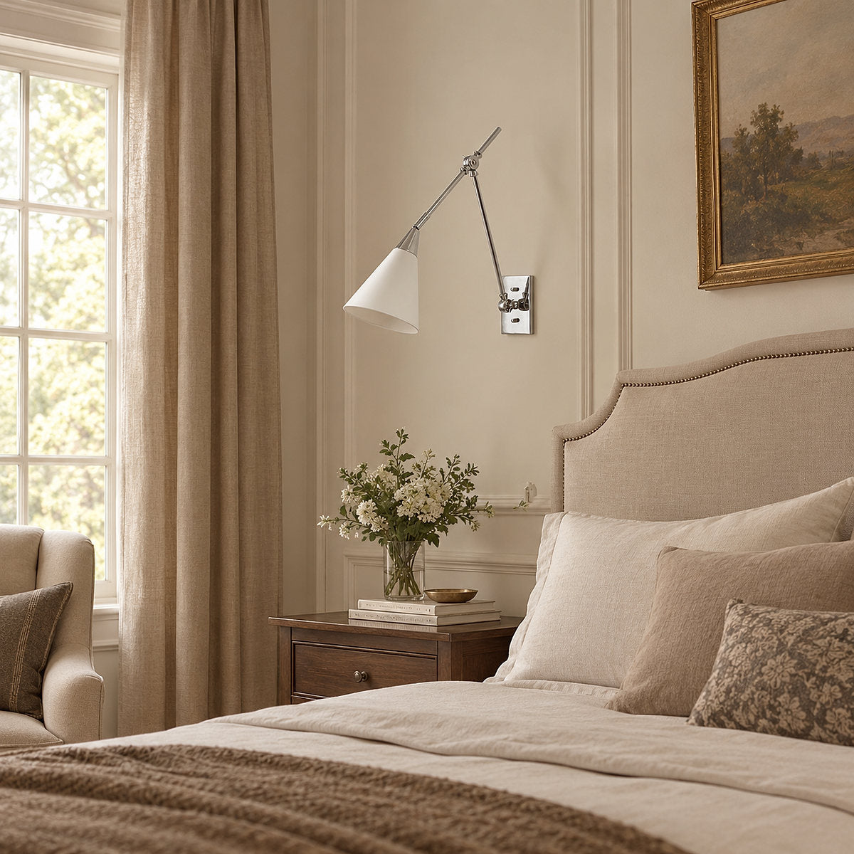 Magari Wall Lamp, L 29.1-Inch x H 26-Inch, White & Black & Brass for Living Room