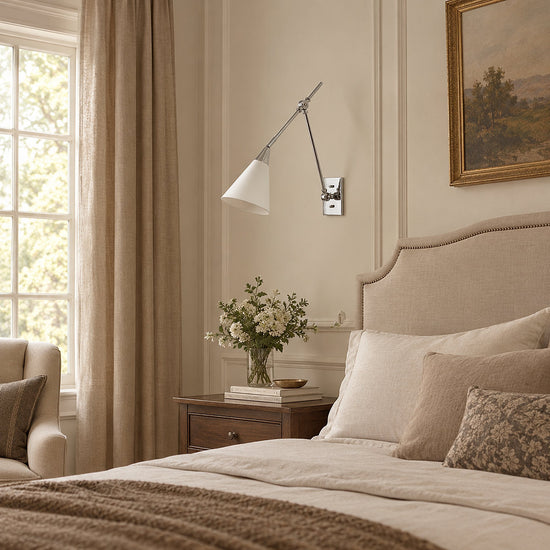 Magari Wall Lamp, L 29.1-Inch x H 26-Inch, White & Black & Brass for Living Room
