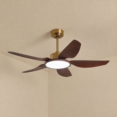 Sirocco Breeze Ceiling Fan Light, 42~48-Inch x H 13.8-Inch, Walnut Grain & Gold & White, Three-Color Light for Living Room