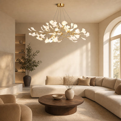 Porcelain Leaf Horizontal Branch Chandelier