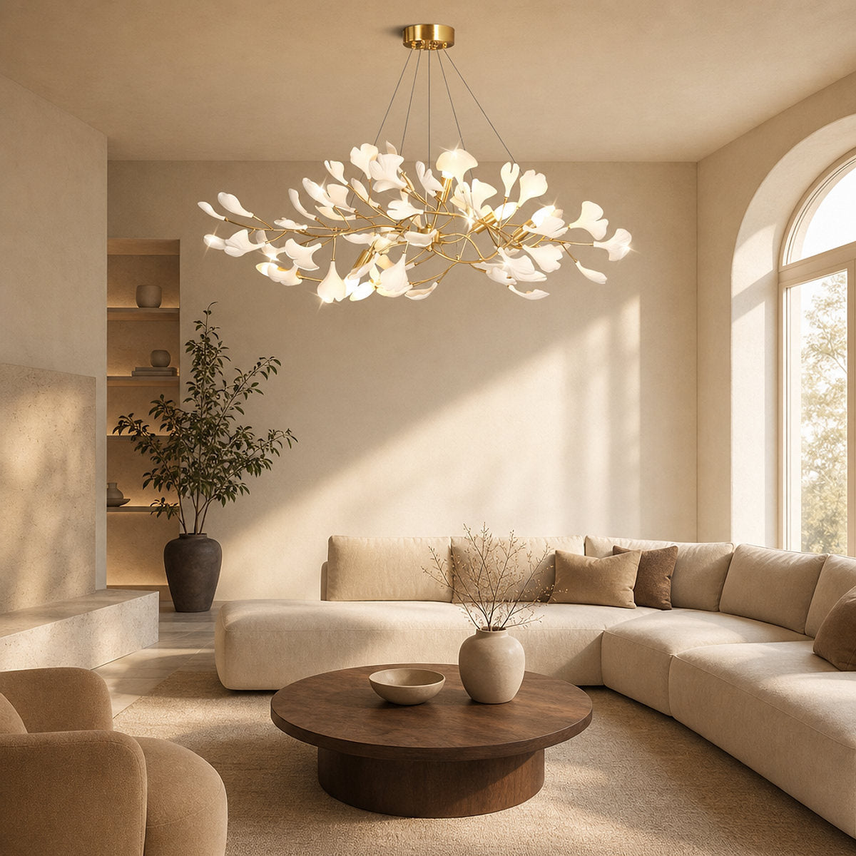Porcelain Leaf Horizontal Branch Chandelier