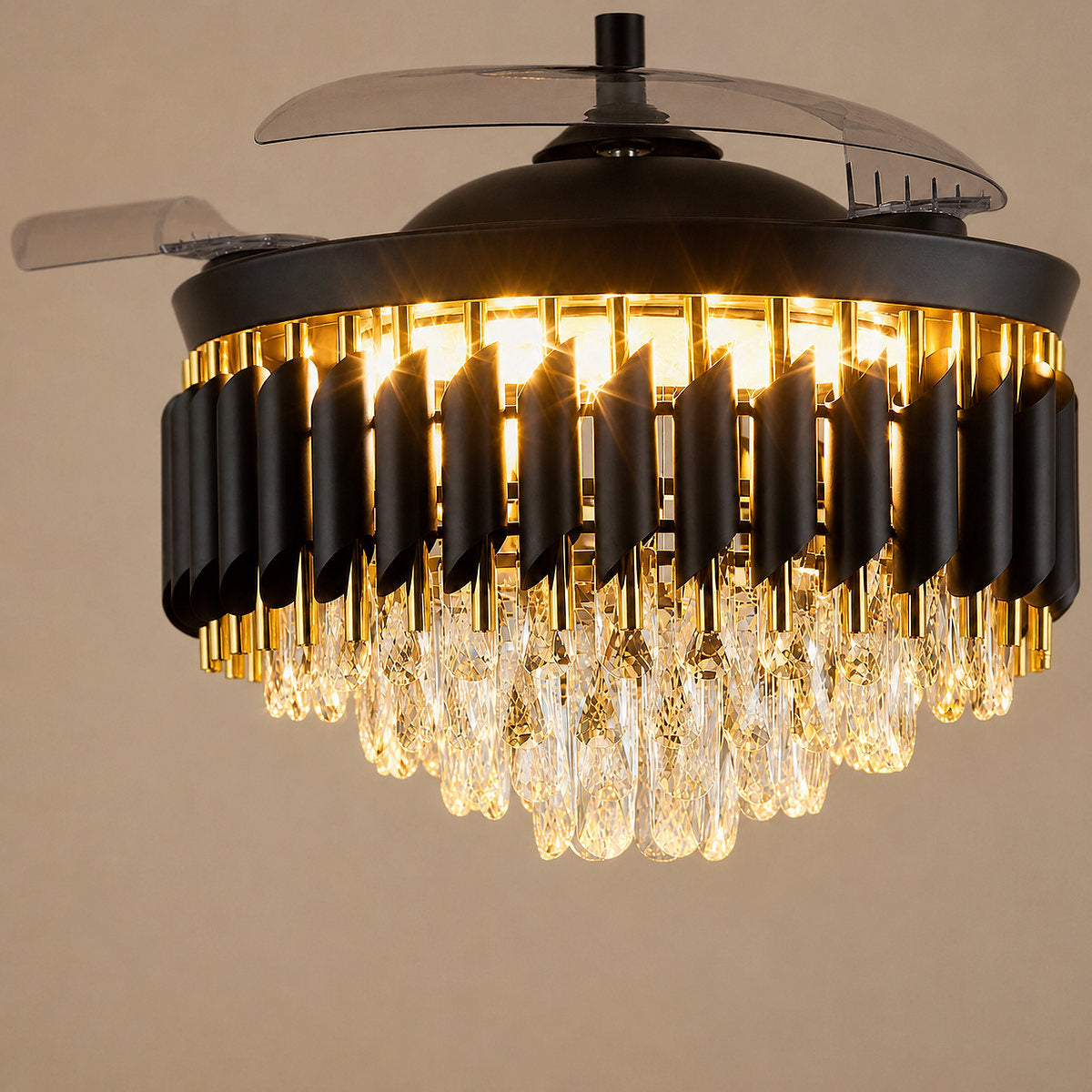 Tricolordeer Crystal Chandelier Dual-Function Ceiling Fan