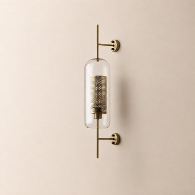 Chiswick Glass Wall Lamp, 5.1~9.8-Inch x H 21.6~30.7-Inch, Copper plating for Living Room & Dining Room