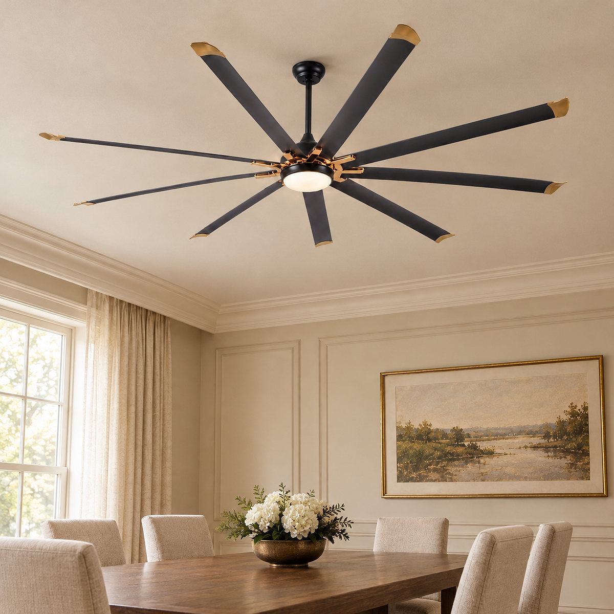 Tricolordeer Contemporary Metal Eight-Blade LED Disc Ceiling Fan