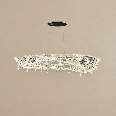 Tricolordeer Oval Crystal and Metal Chandelier