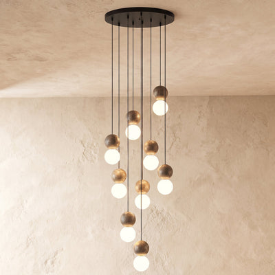 Camille Travertine Pendant Light,1 Light-11 Lights Yellow Travertine & White for Dining Room & Living Room