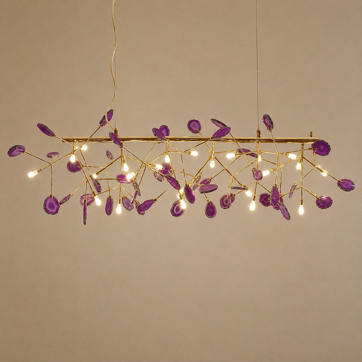 Rose Gold Chandelier with Natural Stone Slices