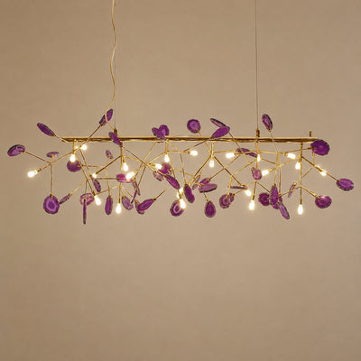 Rose Gold Chandelier with Natural Stone Slices