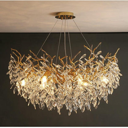 Albero Modern French-Style Branch Crystal Chandelier with Crystal Leaf