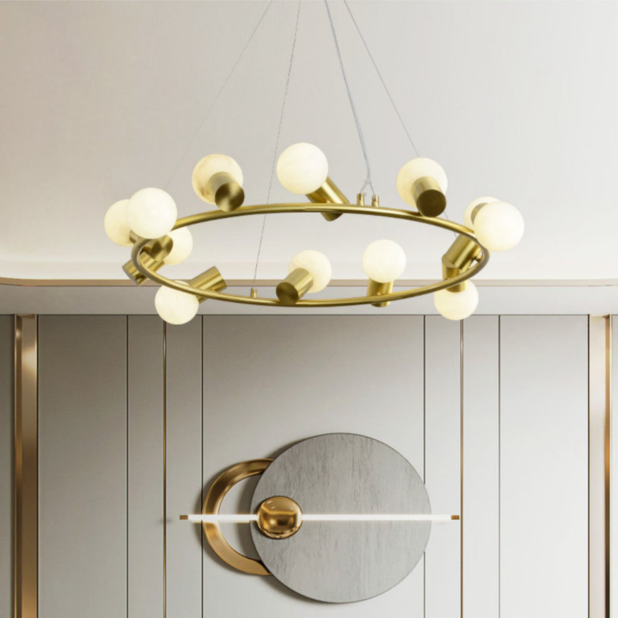 Alabaster Raechella Brass Chandelier