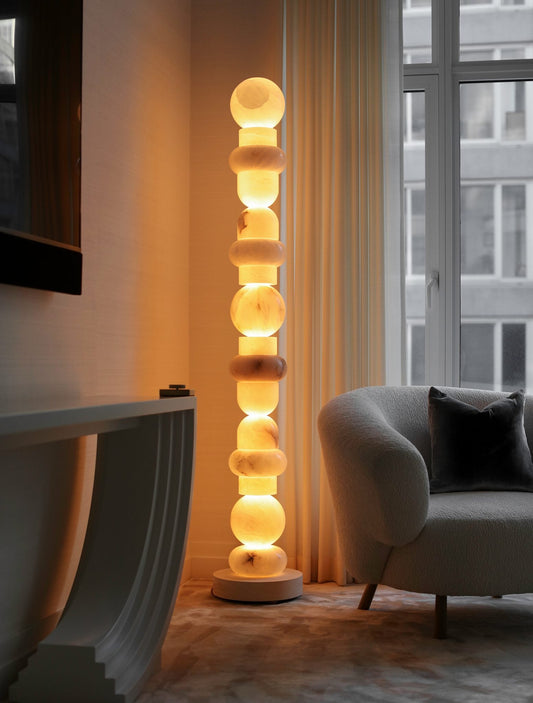 Alabaster Totem 16 Floor Lamp, Living Room Standing Lamp