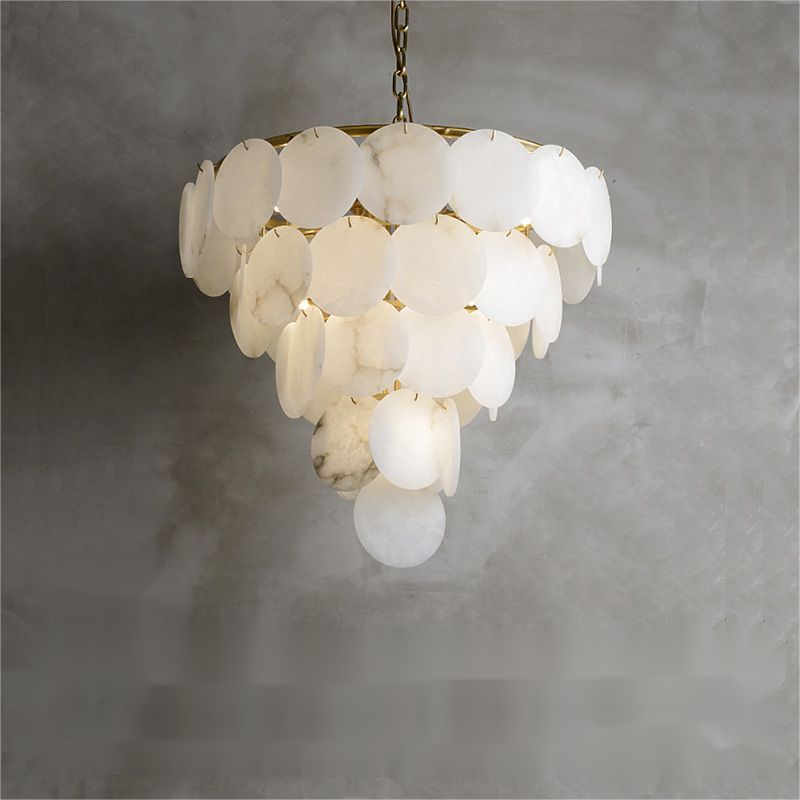 Alabaster Magnolia Multi-tiered Round Chandelier Lighting