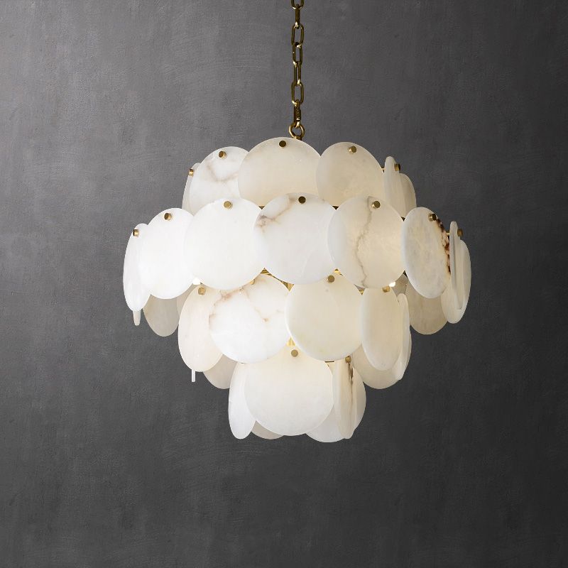 Alabaster Magnolia Multi-tiered Round Chandelier Lighting