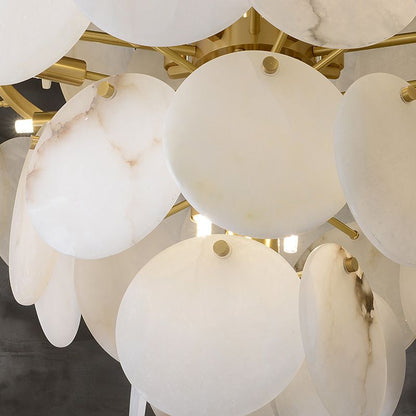 Alabaster Magnolia Multi-tiered Round Chandelier Lighting