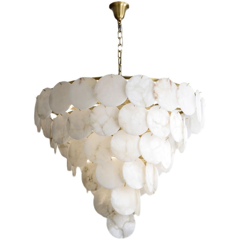 Alabaster Magnolia Multi-tiered Round Chandelier Lighting