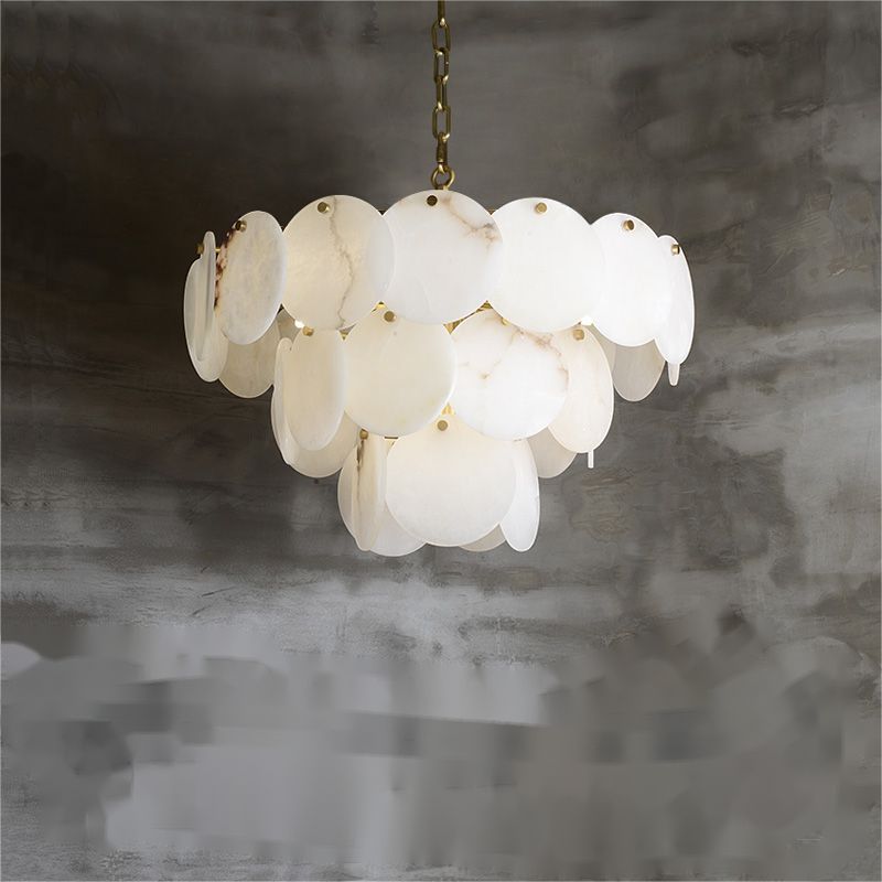 Alabaster Magnolia Multi-tiered Round Chandelier Lighting