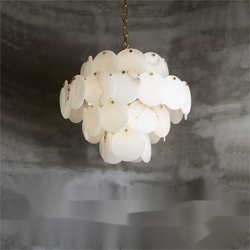 Alabaster Magnolia Multi-tiered Round Chandelier Lighting