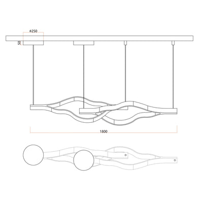 Modern Simple Aluminum Waving Chandelier