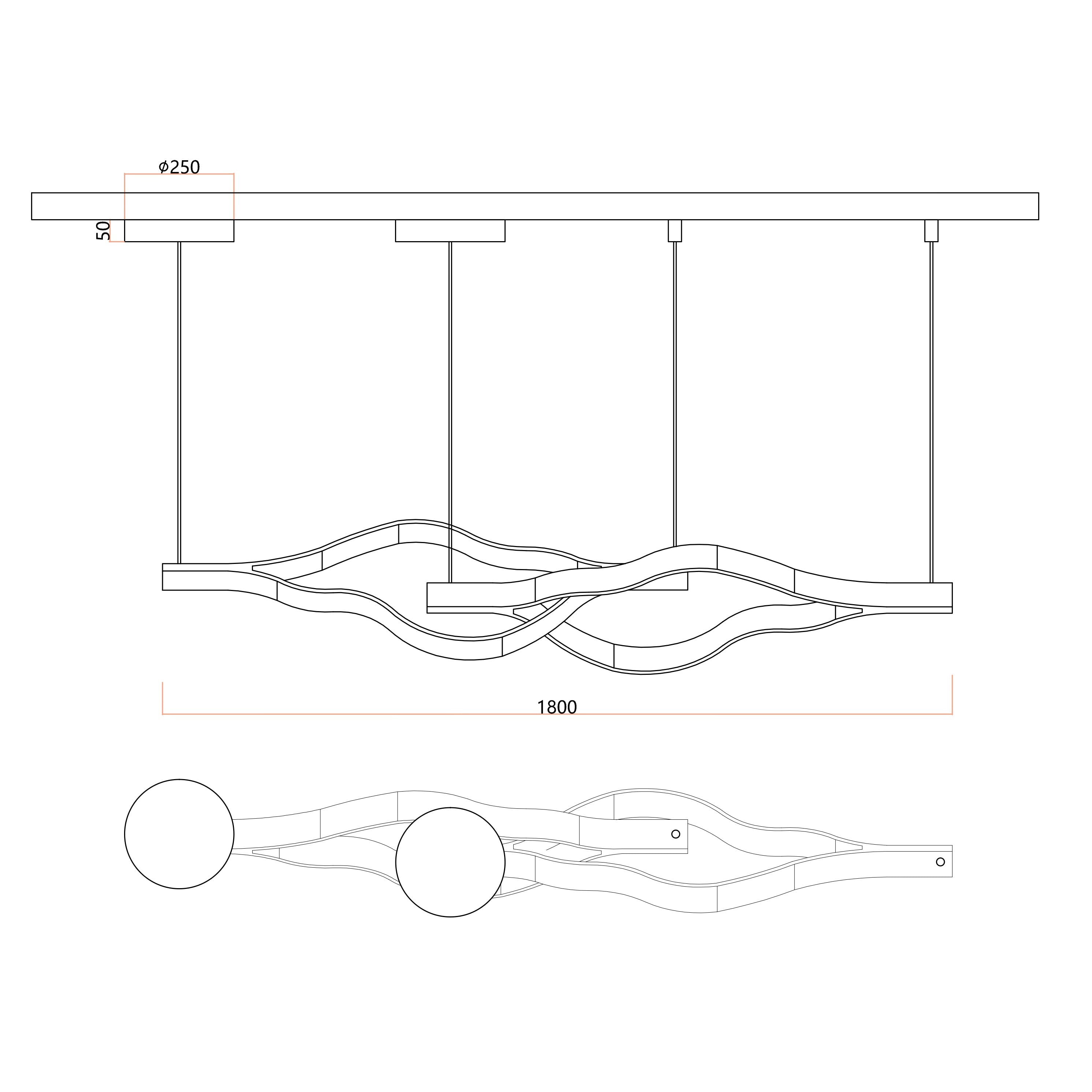 Modern Simple Aluminum Waving Chandelier