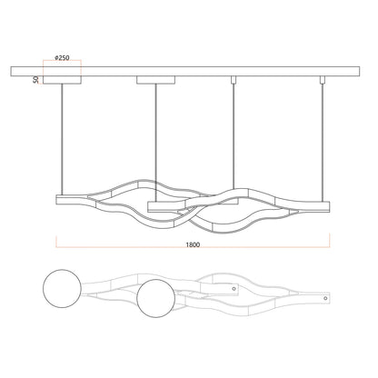 Modern Simple Aluminum Waving Chandelier