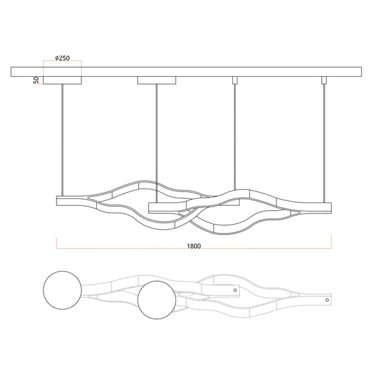 Modern Simple Aluminum Waving Chandelier