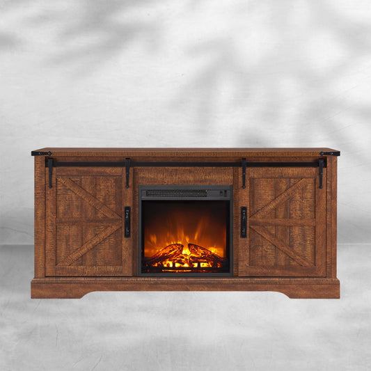 Farmhouse TV Stand with Fireplace for TVs Up To 65 Inch