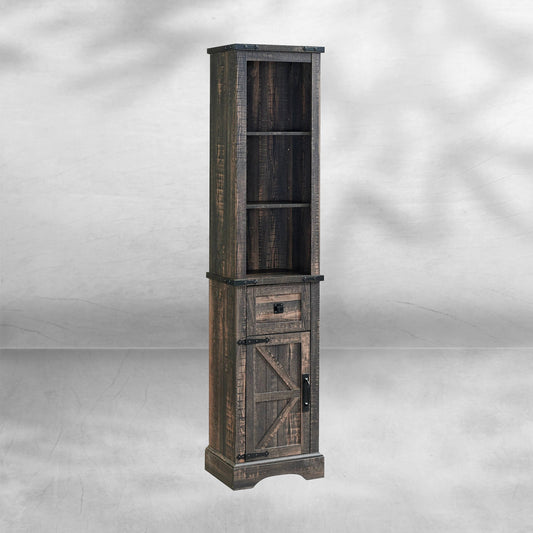 Farmhouse Bathroom Storage Cabinet with Adjustable Shelves and Drawer