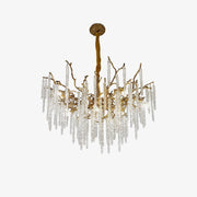 Crystal Icicles Branch Brass Chandelier