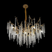 Crystal Icicles Branch Brass Chandelier