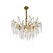 Crystal Icicles Branch Brass Chandelier