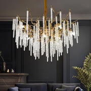 Crystal Icicles Branch Brass Chandelier